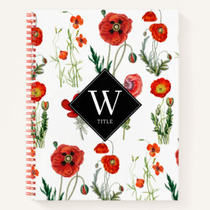 Carnet Photos d'Aquarelle Rouge Floral Monogramme