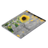 Carnet Phrase "Paix", Champ de tournesols, Noir & Blanc (Côté gauche)
