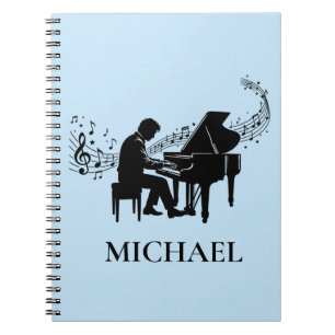 Carnet Pianiste Homme Personnalisé - Musique de Piano Non