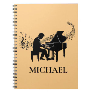 Carnet Pianiste Homme Personnalisé - Musique de Piano Non