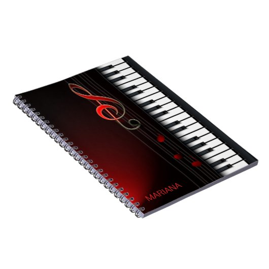 Carnet Piano Abstrait Noir Et Clé Rouge (Côté Droit)
