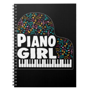 Carnet Piano-fille colorée Amoureux de la musique