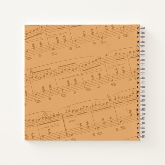Carnet Piano Notes Partition Monogramme Peach Elegant (Dos)