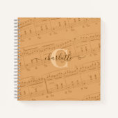 Carnet Piano Notes Partition Monogramme Peach Elegant (Devant)