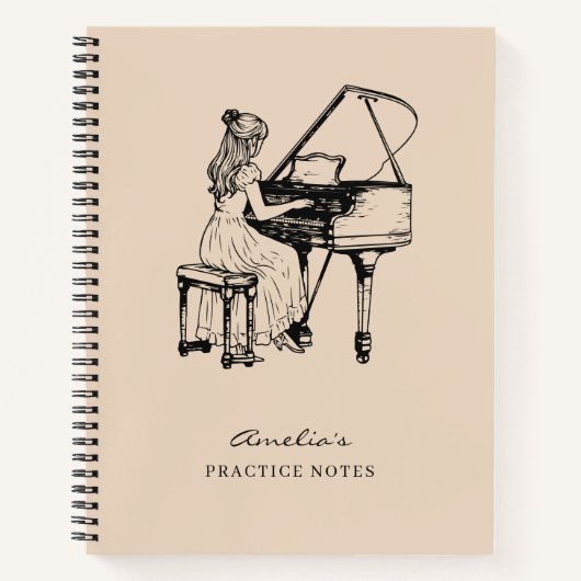 Carnet Piano Pratique Musique Enseignant Rose rose (Devant)