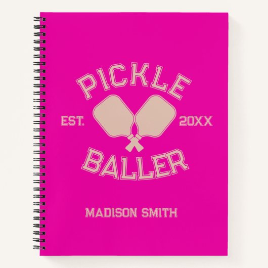 Carnet Pickle Baller Pickleball Collegiate Typographie (Devant)