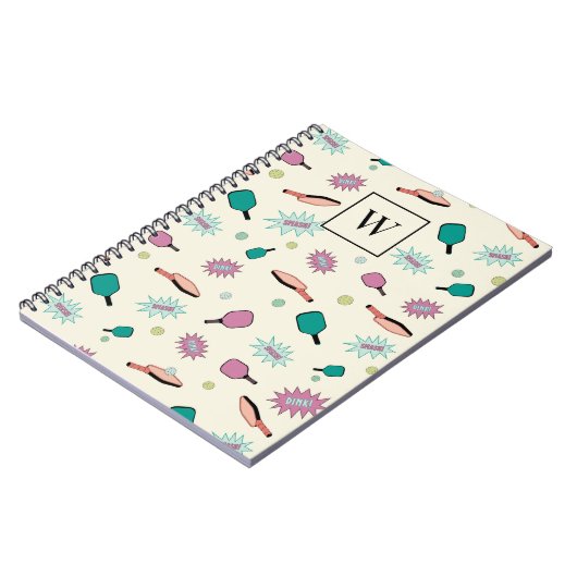 Carnet Pickleball ! Monogramme coloré Motif initial (Côté gauche)