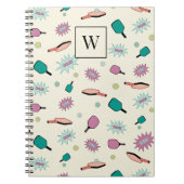 Carnet Pickleball ! Monogramme coloré Motif initial (Devant)