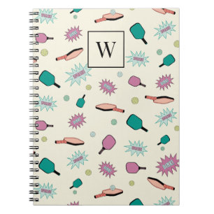 Carnet Pickleball ! Monogramme coloré Motif initial