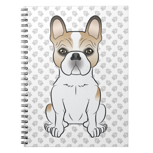 Carnet Piebald French Bulldog / Frenchie Cartoon Chien (Devant)