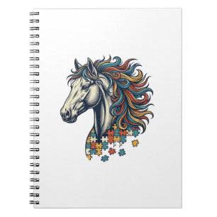 Carnet Pièce de puzzle de cheval coloré T-Shirt gravure v