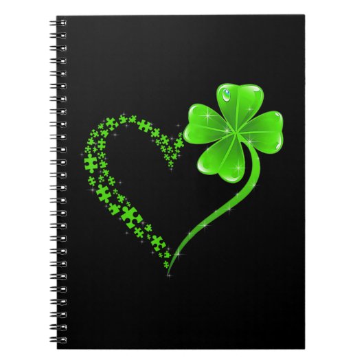 Carnet Pièces de Puzzle Shamrock de coeur Sensibilisation (Devant)