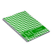 Carnet Pied de fond blanc vert | Monogramme moderne (Côté Droit)