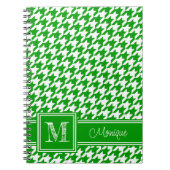 Carnet Pied de fond blanc vert | Monogramme moderne (Devant)