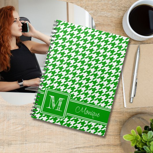 Carnet Pied de fond blanc vert | Monogramme moderne