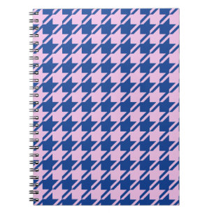 Carnet Pied de fond rose+Motif bleu