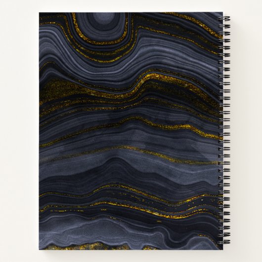 Carnet Pierre d'Agate Noir & Or moderne Abstrait (Dos)
