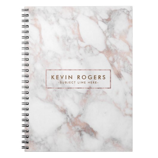 Carnet Pierre de marbre rose-or et blanche Faux (Devant)