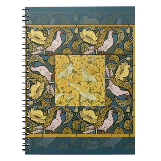 Carnet Pigeon Blue Yellow Fish Art Nouveau (Devant)