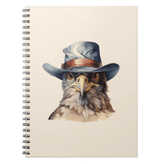 Carnet pigeon drôle portant un casquette cowboy, aquarell