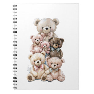 Carnet Pile d'ours en peluche pastel mignon