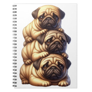 CARNET PILE MIGNONNE DE CHIOTS BRUNS PUG