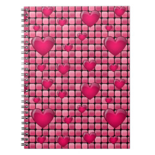 Carnet Pile rose avec des coeurs