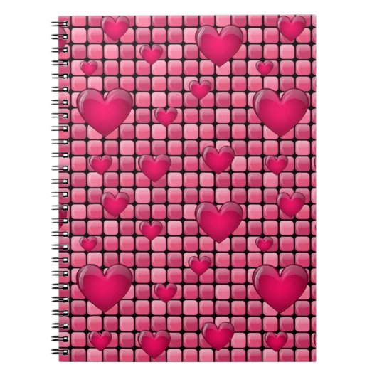Carnet Pile rose avec des coeurs (Devant)
