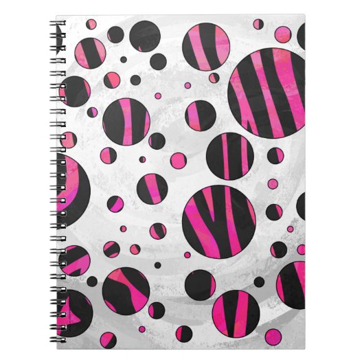 Carnet Piloka Dot Zebra noir et rose chaud (Devant)