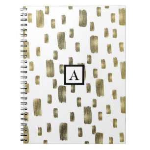 Carnet Pinceau Moderne Doré Cuivre Bronze Étincelle