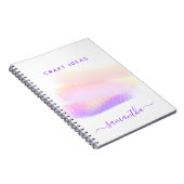 Carnet Pinceau rose violet doré bracelet nom artisanal id (Côté Droit)