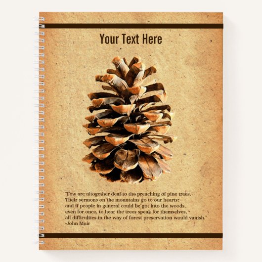 Carnet Pine Cone Et John Muir Citation (Devant)
