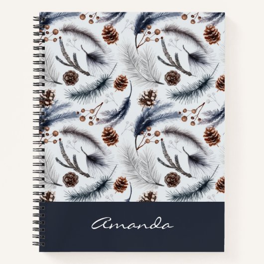 Carnet Pine Cones & Pine Needles Aquarelles Motif (Devant)