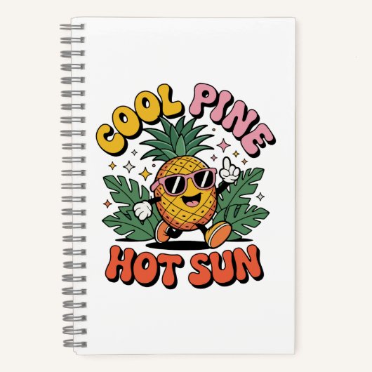 Carnet Pine Cool Soleil Chaud Rétro Ananas Ambiance Été (Recto)