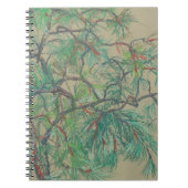 Carnet "Pine-tree branch", pastel drawing in green tones (Devant)