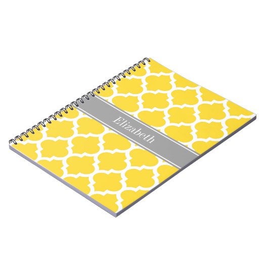 Carnet Pineapple Wht Moroccan #5 Dk Gray Name Monogram (Côté gauche)