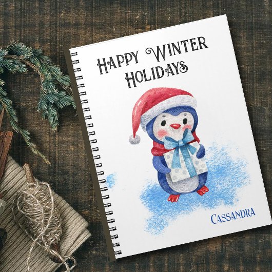 Carnet Pingouin bleu adorable Planificateur d'hiver 6,5x8