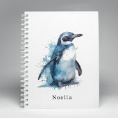 Carnet Pingouin d'aquarelle Arctique, personnalisé