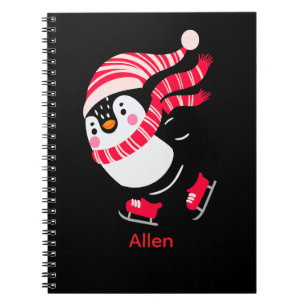 Carnet Pingouin de Noël dans un Casquette et écharpe sur 
