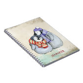 Carnet Pingouins mignons en Écharpes d'hiver et Casquette (Côté Droit)