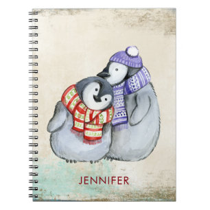 Carnet Pingouins mignons en Écharpes d'hiver et Casquette