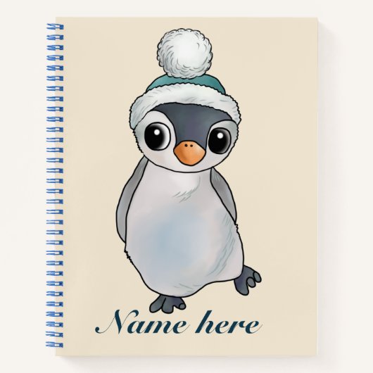 Carnet Pinguin mit Mütze, bloc-notes personalisiert (Devant)