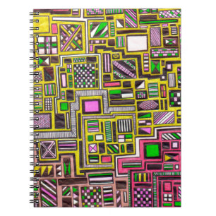 Carnet Pink and Yellow Geometric shapes pop art punk