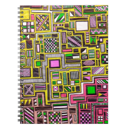 Carnet Pink and Yellow Geometric shapes pop art punk (Devant)