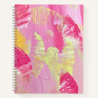 Carnet Pink and Yellow Wings Abstract Art Spiral Notebook