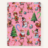 Carnet Pink Background Christmas Decorative Pattern (Devant)