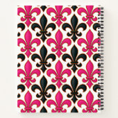 Carnet Pink Black Baroque Fleur-de-lis Pattern Design  (Dos)