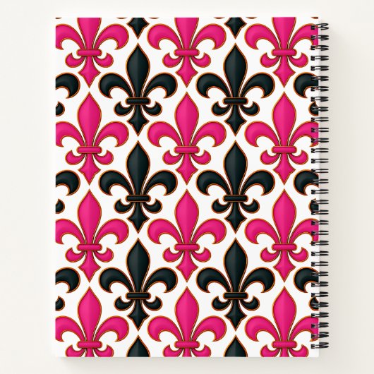 Carnet Pink Black Baroque Fleur-de-lis Pattern Design (Dos)