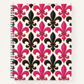 Carnet Pink Black Baroque Fleur-de-lis Pattern Design (Devant)