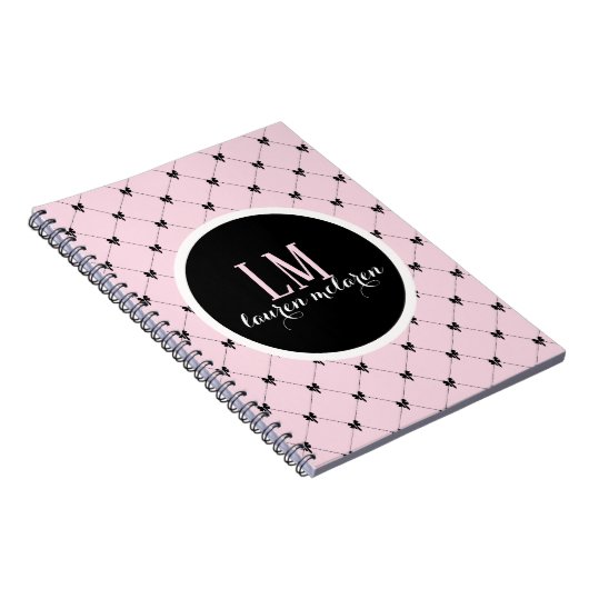 Carnet Pink & Black Bow Monogram Notebook (Côté Droit)